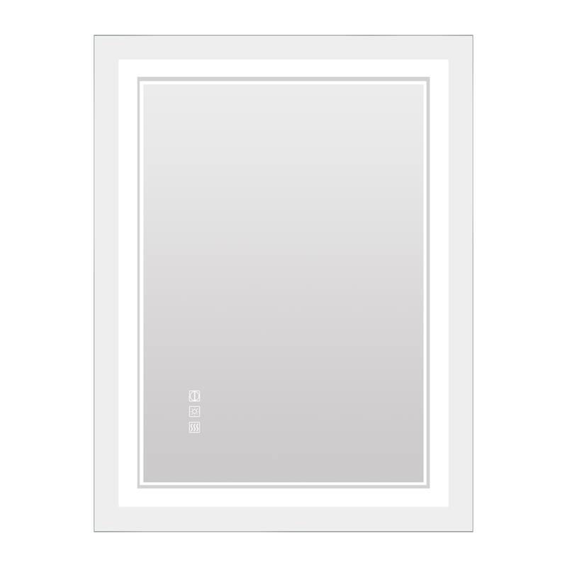 20 in. W x 28 in. H Rectangular Frameless Anti-Fog Wall Mounted Bathroom Vanity Mirror in Silver with LED Light
