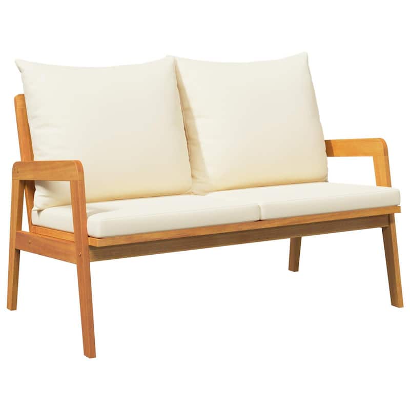vidaXL Garden Bench with Cushions 45.3x25.6x28.0 in Solid Acacia Wood - 25.6 x 45.3 x 28.0