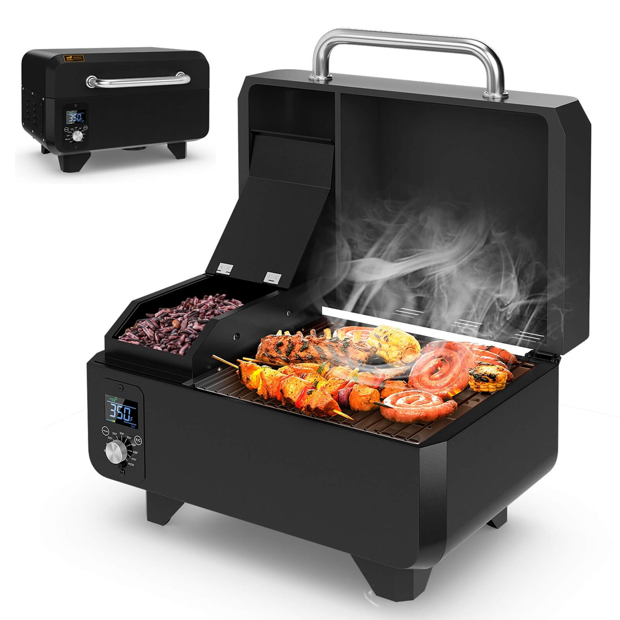 Costway Portable Tabletop Pellet Grill Outdoor Smoker BBQ w Digital See Details On Sale Bed Bath Beyond 35999646