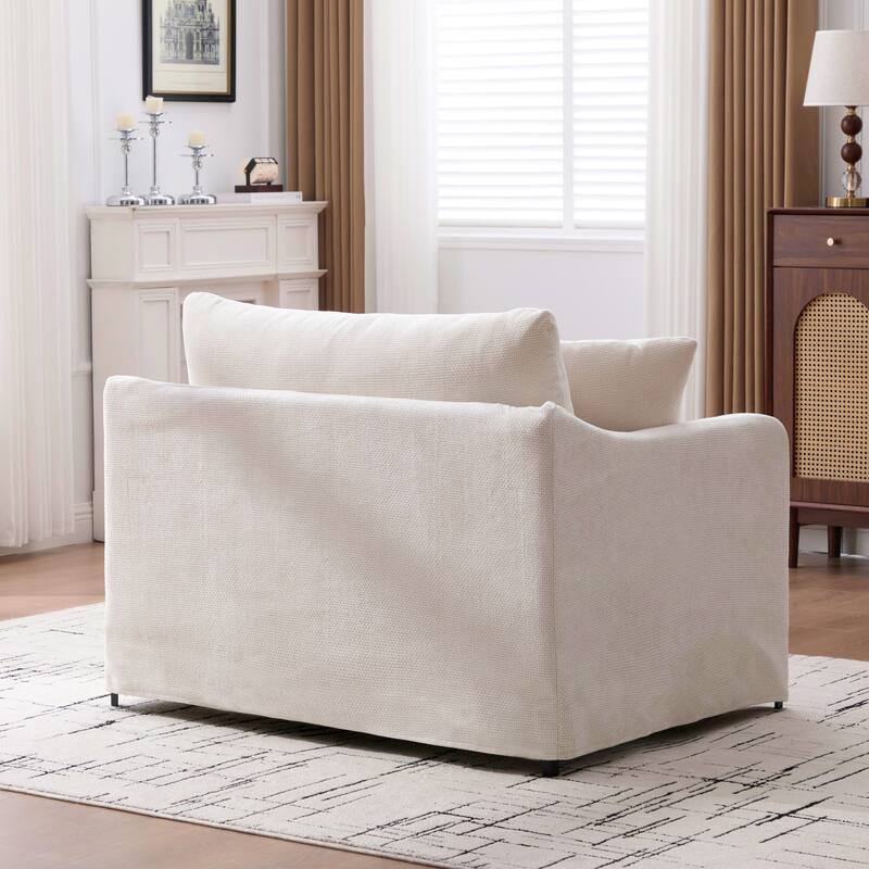 45.3"W Modern Chenille Leisure Chair, Reading ArmChair with 3 Pillows