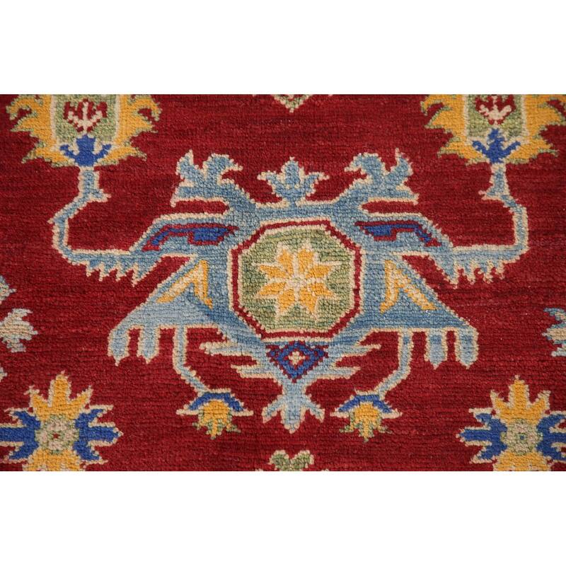 Red Kazak Living Room Area Rug Handmade Wool Carpet - 6'5" x 9'9"