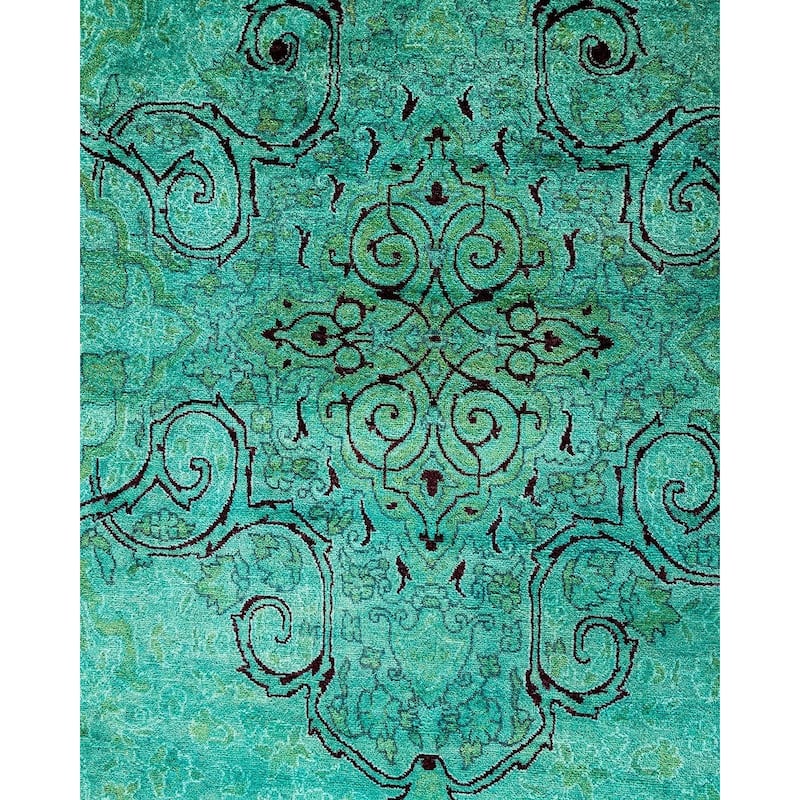 Overdyed, One-of-a-Kind Hand-Knotted Area Rug - Blue - 8' 2" x 16' 9"