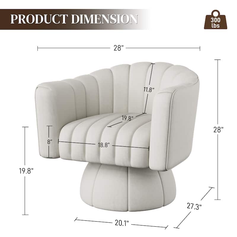 Ouyessir Mid-Century Leather Oversized Swivel Accent Barrel Chairs