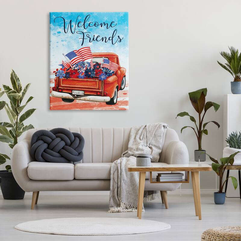 Stupell Industries Welcome Friends Americana Pickup Truck Canvas Wall Art by ND Art