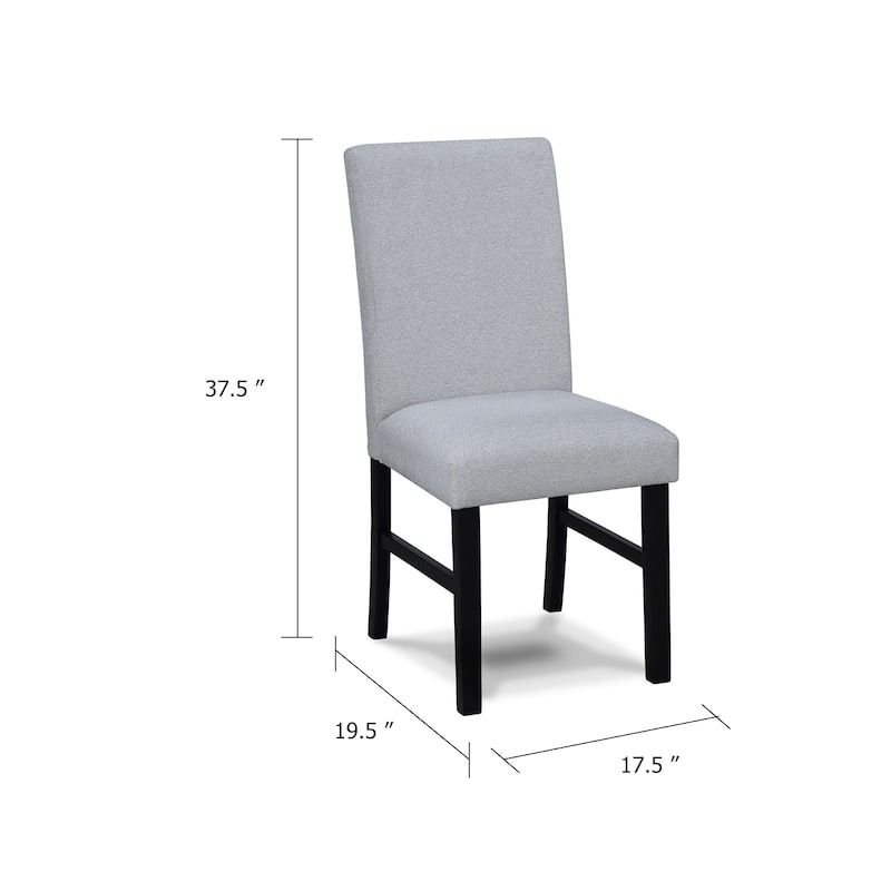 Izy Dining Chair Set of 2, Dove Gray Seat, Black Wood, Tapered Legs