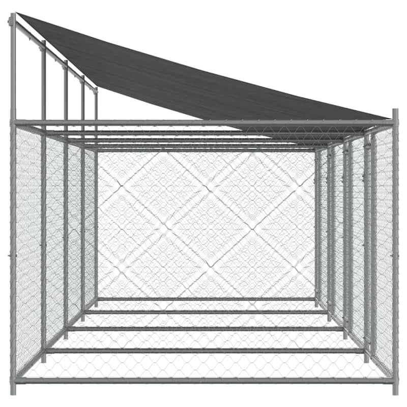 vidaXL Dog Cage Grey Galvanized Steel. Water-resistant Fabric Extra Large