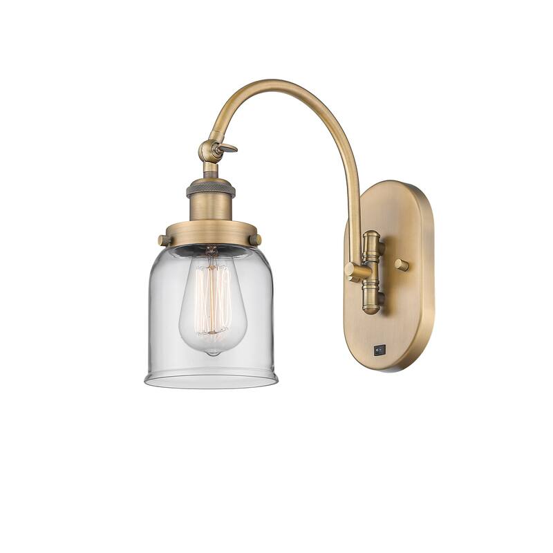 Innovations Lighting Franklin Restoration Bell - 1 Light 5" Sconce - Arm Swivels Side To Side - Clear/Brushed Brass