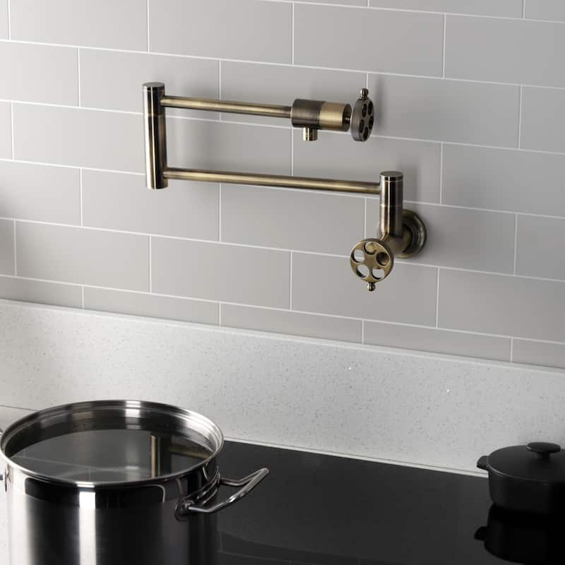 Wendell Two-Handle 1-Hole Wall Mount Pot Filler Faucet