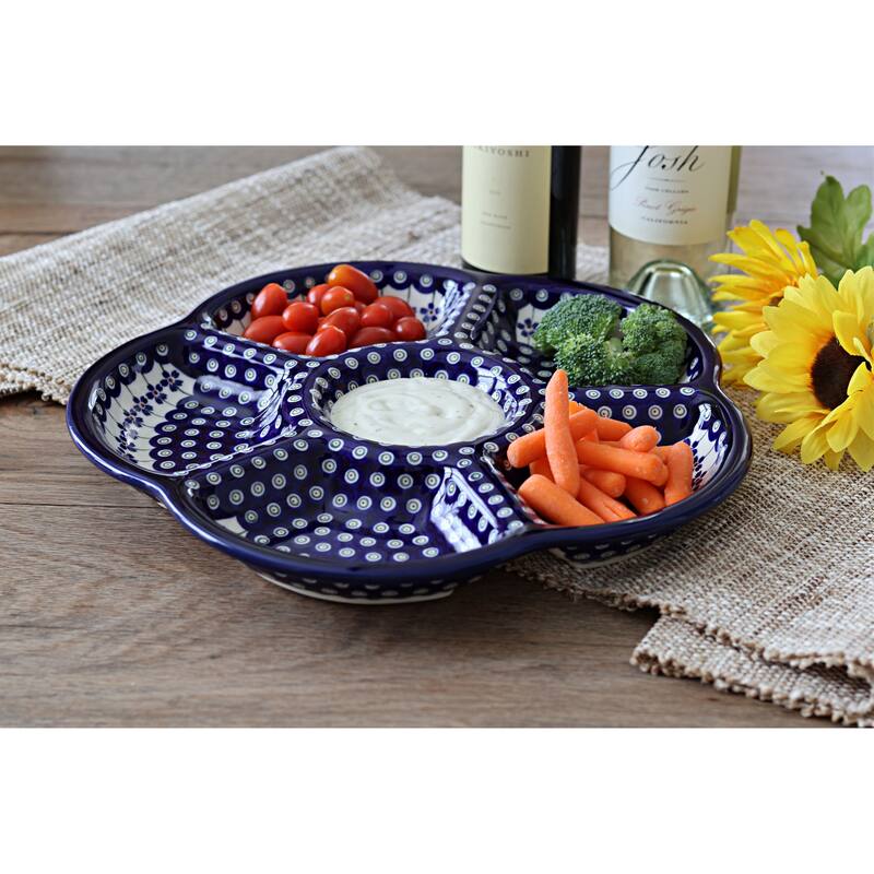 Blue Rose Polish Pottery 1956 Zaklady Chip &Dip Tray