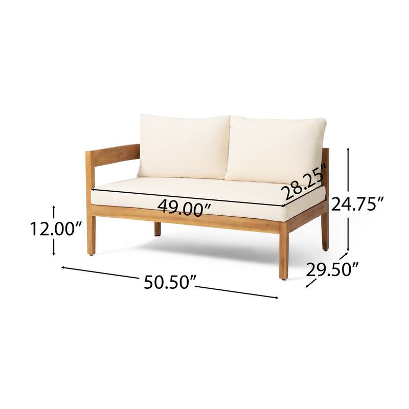 Christopher Knight Home - Montrose Patio Acacia Wood Left and Right Arm Tuxedo Sofas (Set of 2)