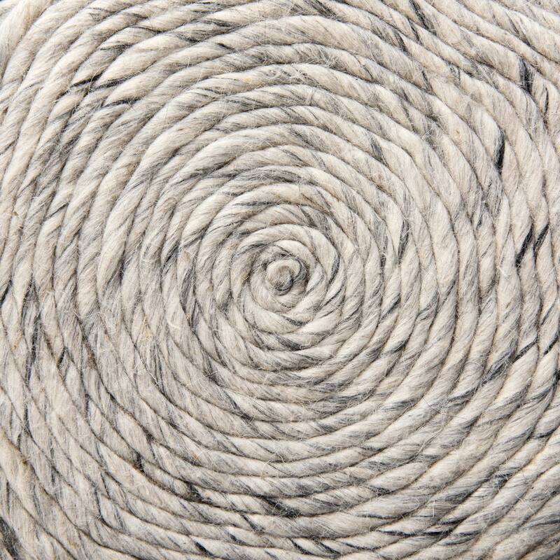 Mercana "Esfera" Beige Patterned Woven Wool Round Pouf