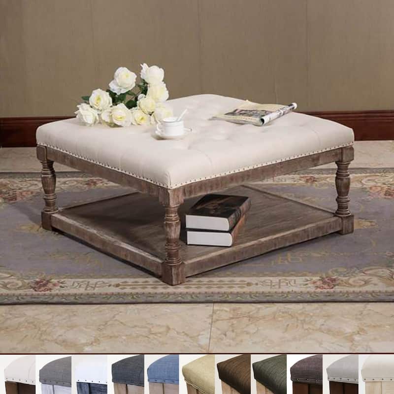 Cairona Tufted Textile 34-inch Shelved Ottoman Table