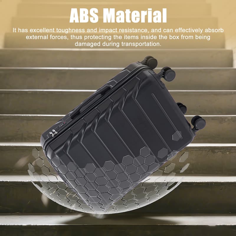 28 Inch Large Checked Luggage, Scratch Resistant Surface Four Multi-Directional Wheels, With Combination Lock and Side Hooks