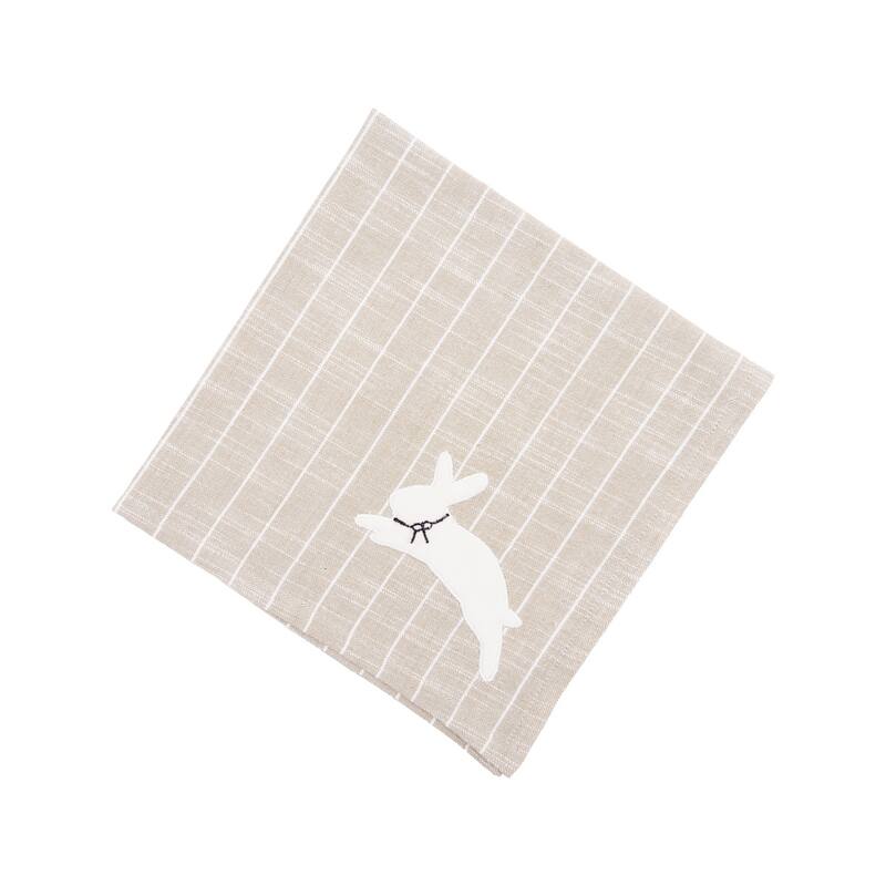 White Bunny Hop Stripe Napkin Set of 6 - Beige