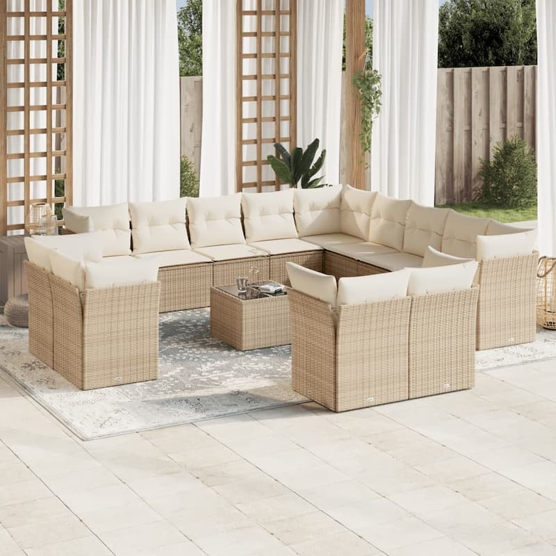 vidaXL Garden Sofa Set Beige, Cream White - 21.7 x 21.7 x 14.6