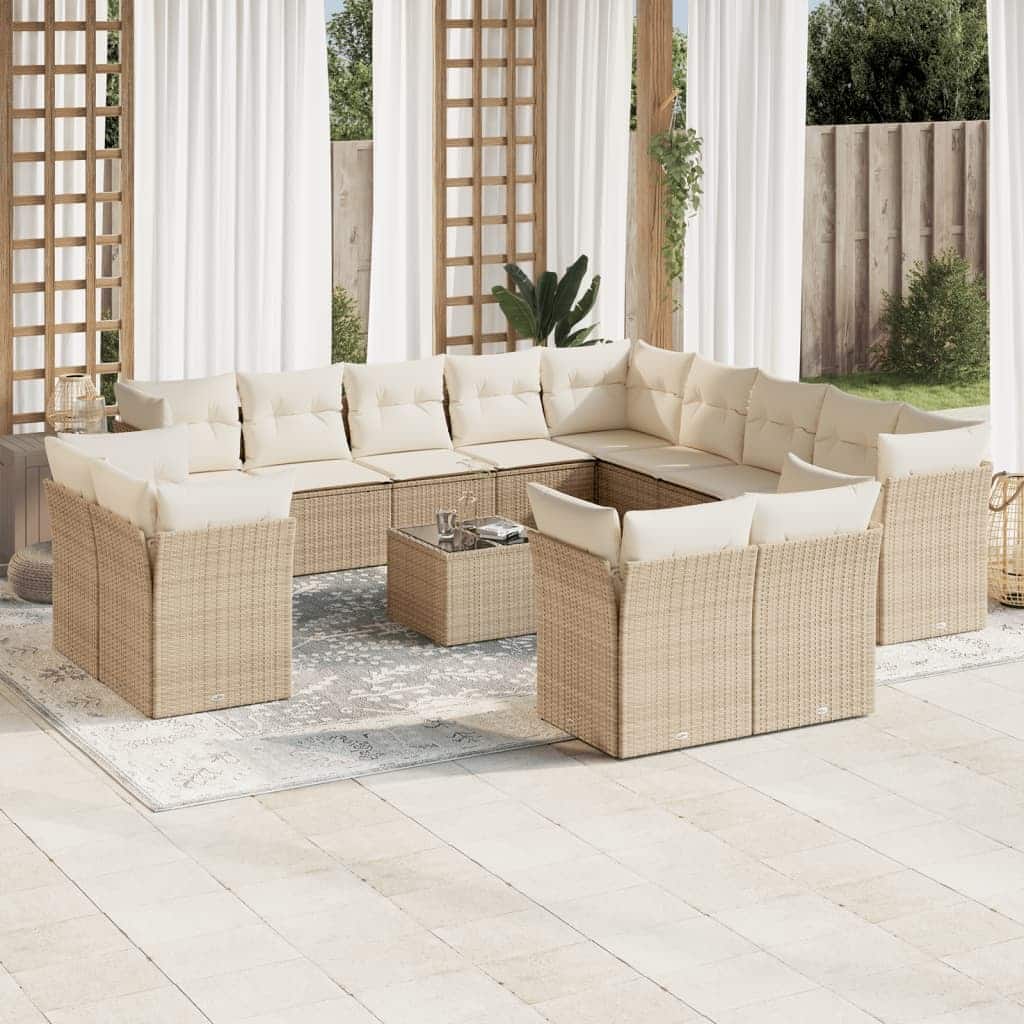 vidaXL Garden Sofa Set Beige, Cream White - 21.7 x 21.7 x 14.6