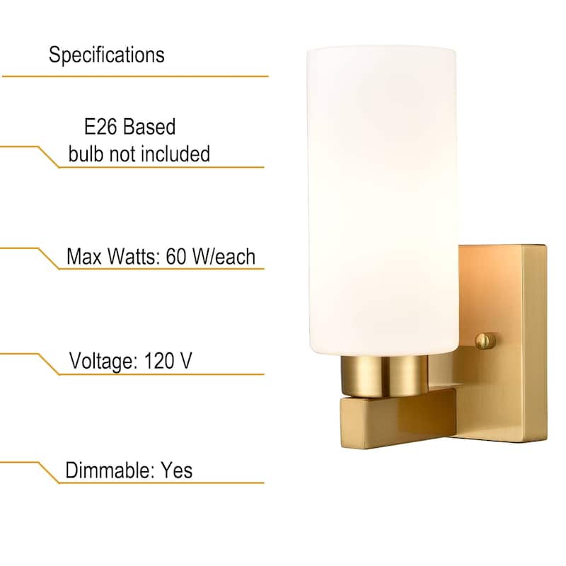 Teano Modern Wall Vanity Light Milky White Cylinder Glass Set of 2