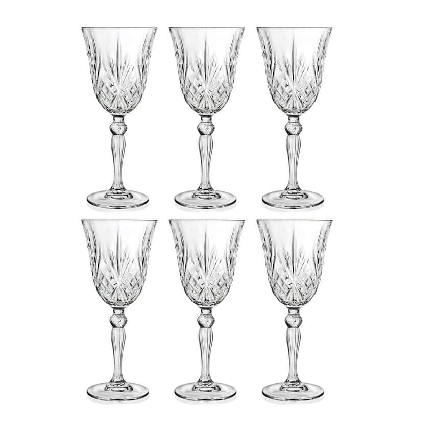 Majestic Gifts Inc. Crystal like Glass Wine Goblets -7 Oz.-Set/6 - 7.5" x 3.1