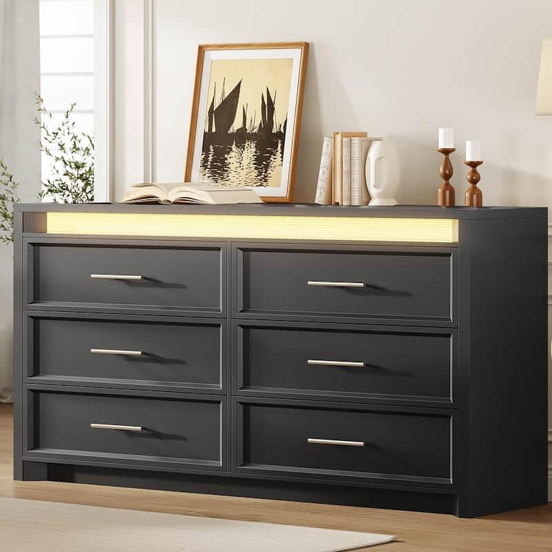 Dresser for Bedroom with Drawers Mid-Century Modern Dresser 3 Color Lights