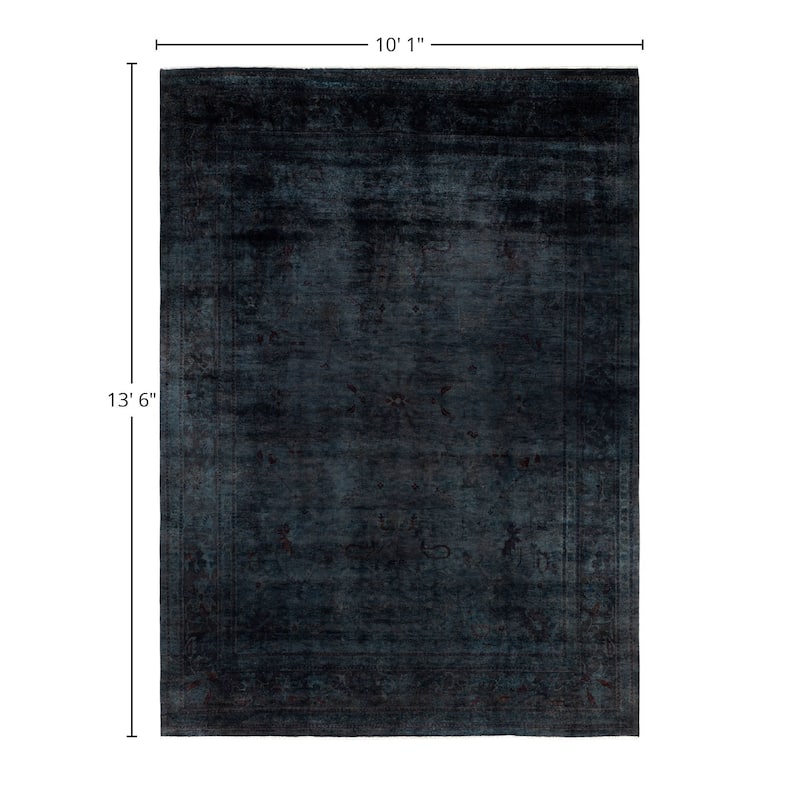Overdyed One-of-a-Kind Hand-Knotted Area Rug - Black - 10' 1" x 13' 6"
