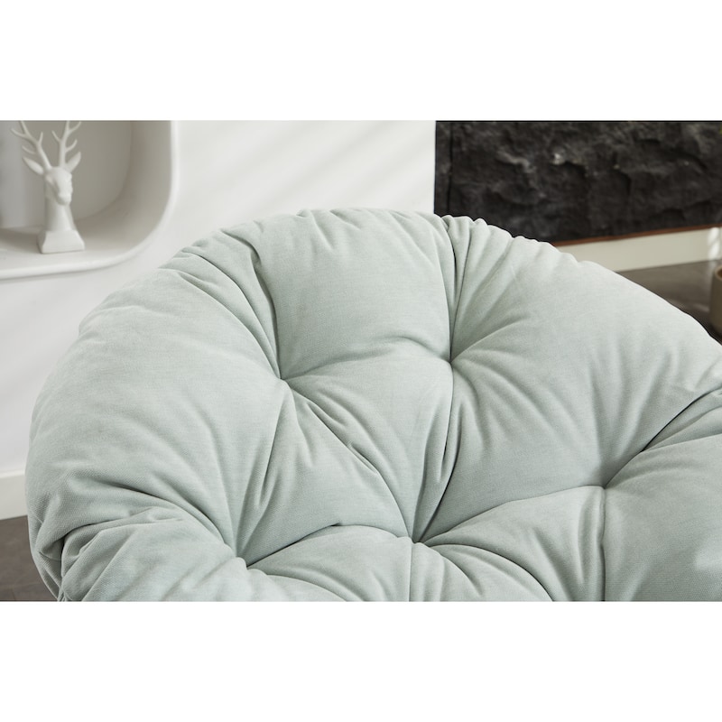 Light Blue Modern 37" 360° Swivel Barrel Chair with Sturdy Base and Large Cushion for Living Room
