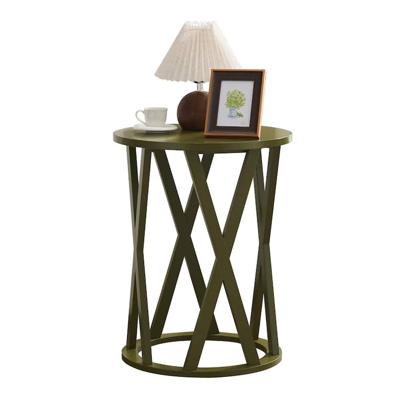 Vienna Collection Wood Side Table with X-Base or Half-Moon Design