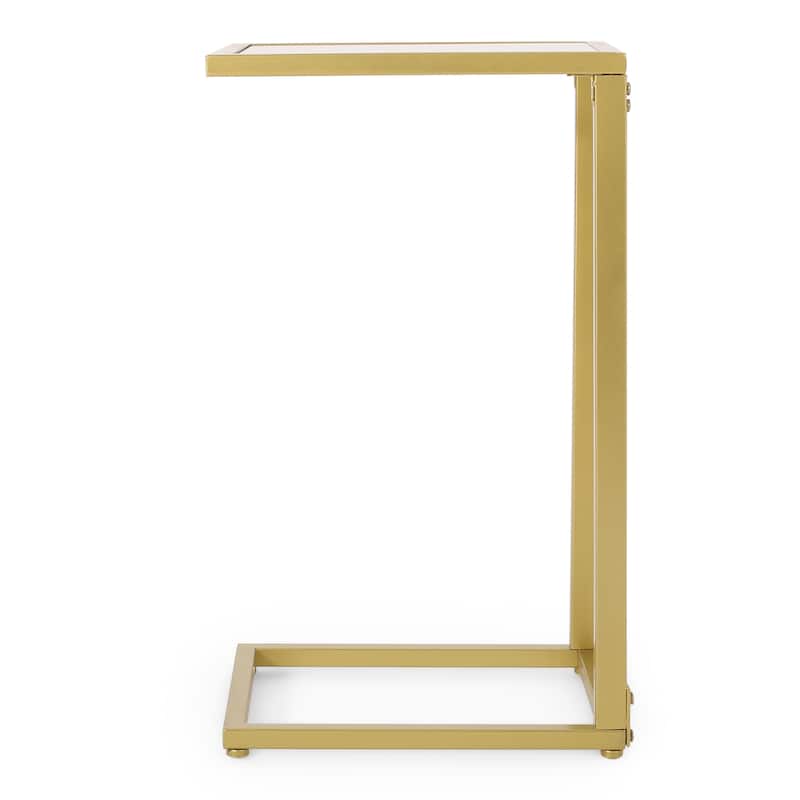 Bagan Modern Glam Glass Top C-Shaped Side Table by Christopher Knight Home - 11.50" L x 15.00" W x 26.00" H