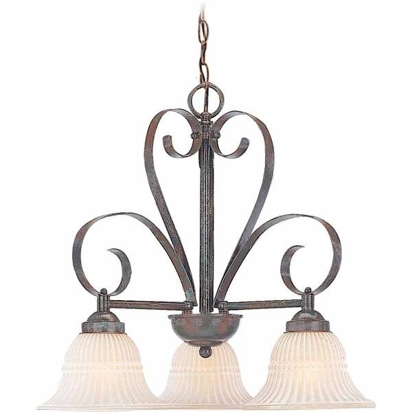 Volume Lighting V3323 Florentia 3 Light 1 Tier Chandelier with Scavo Glass Bell - Imperial Bronze