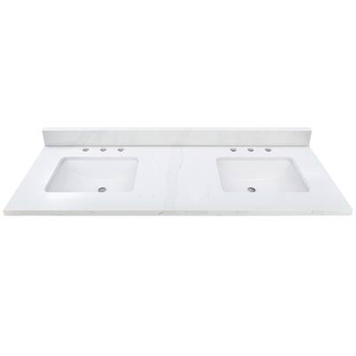 Avanity 61 in. Calacatta Quartz Top with Dual Rectangular Undermount Sinks