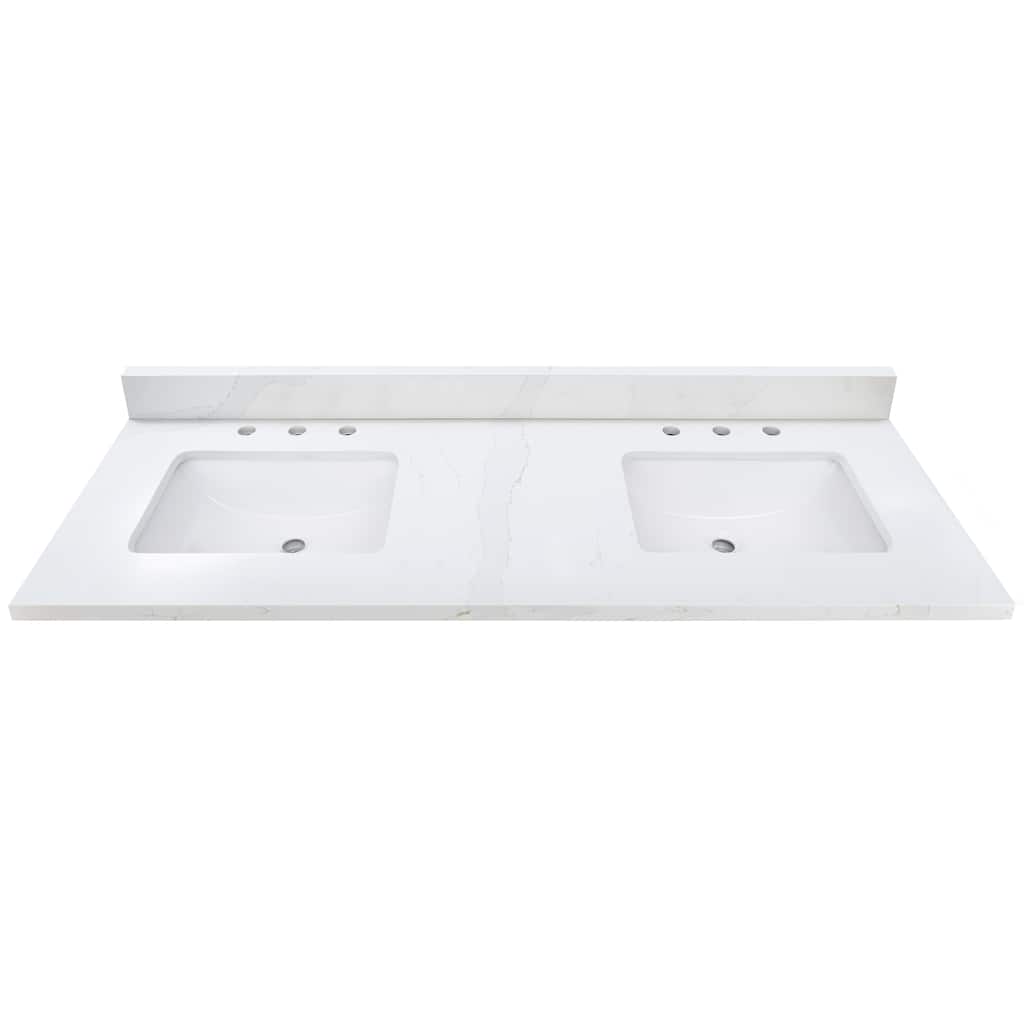 Avanity 61 in. Calacatta Quartz Top with Dual Rectangular Undermount Sinks