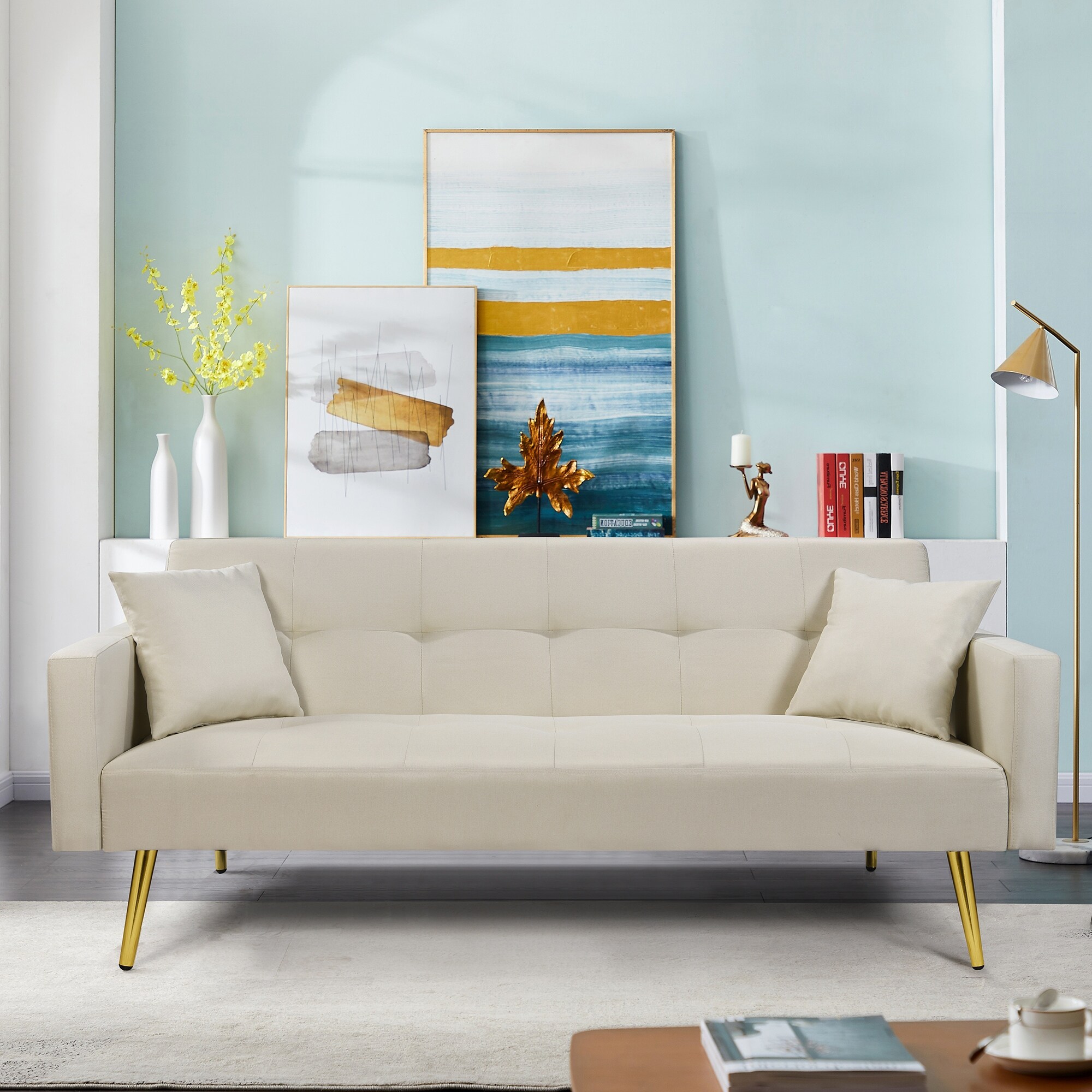 White sales convertible sofa