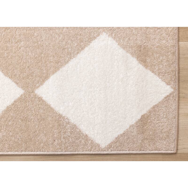 Covington Beige Cream Modern Diamonds Area Rug