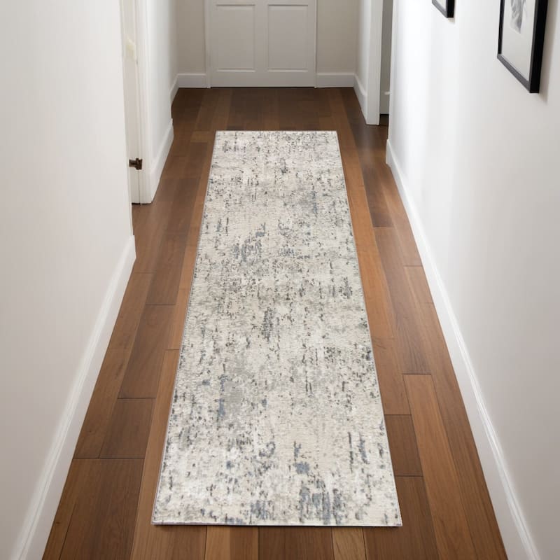Power Loomed Abstract Modern Area Rug - 90' X '26' X '0.32 - 90' X '26' X '0.32 - Lavender/Ivory - Runner