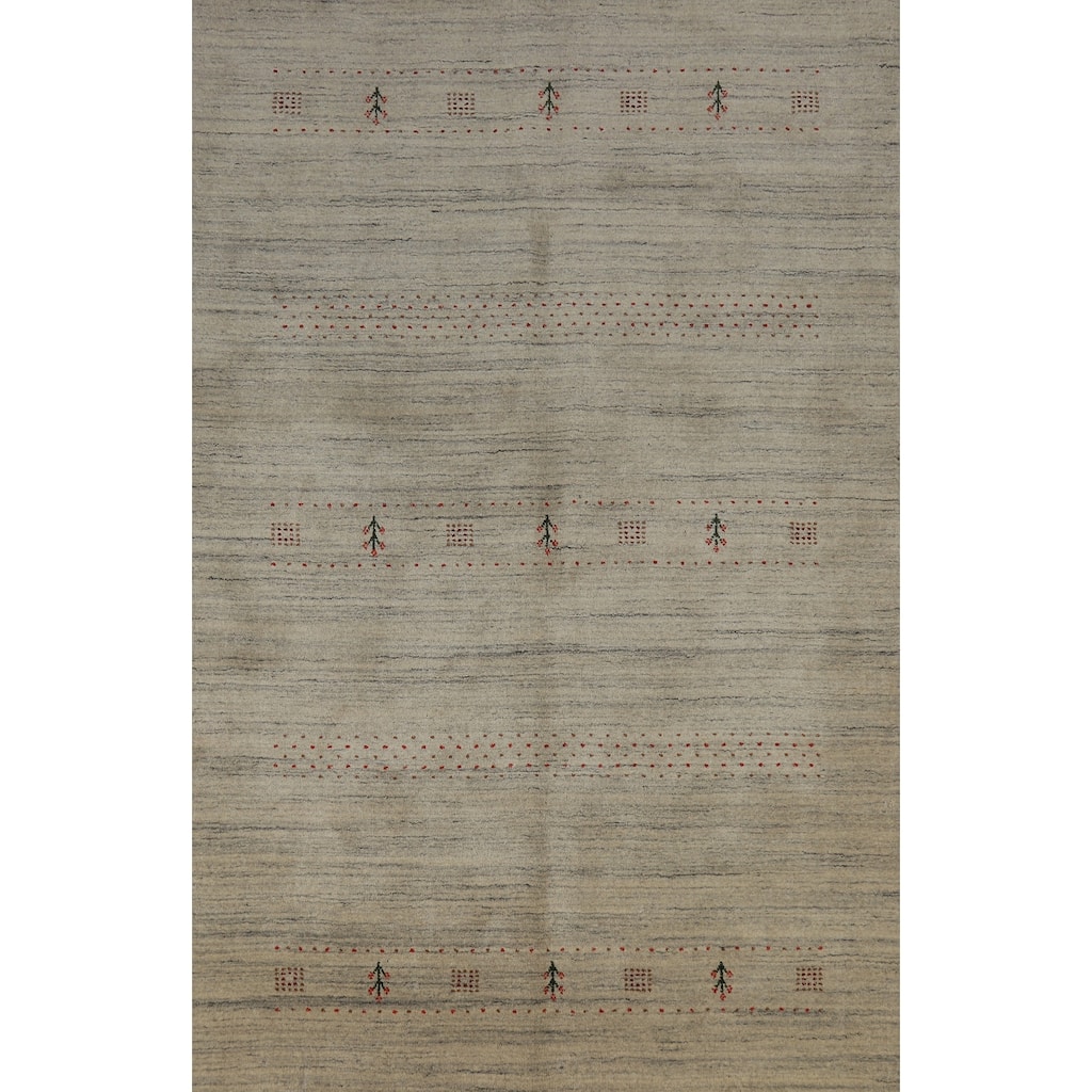 Gabbeh Indian Area Rug Hand-Knotted Modern Wool Carpet - 5'1" x 7'10"