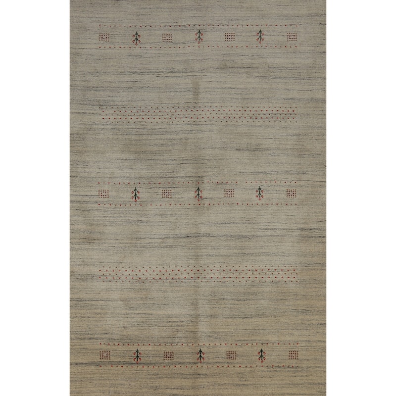 Gabbeh Indian Area Rug Hand-Knotted Modern Wool Carpet - 5'1" x 7'10"
