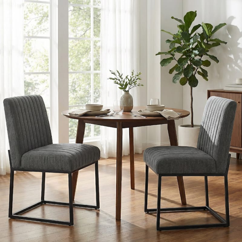 Mid Century Modern Dining Chair with Black Metal Legs