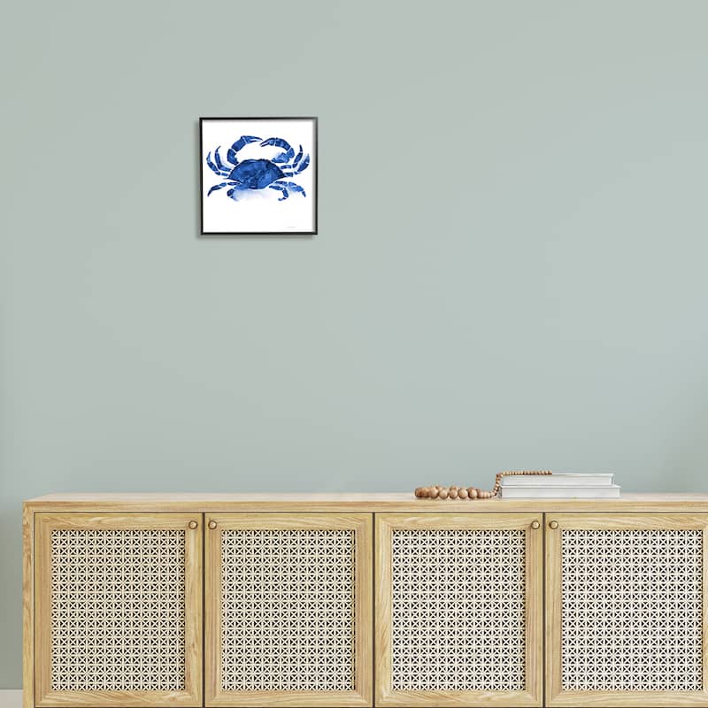 Stupell Detailed Crab Wildlife Blue Ocean Sea Life Framed Wall Art, Design by Patti Mann