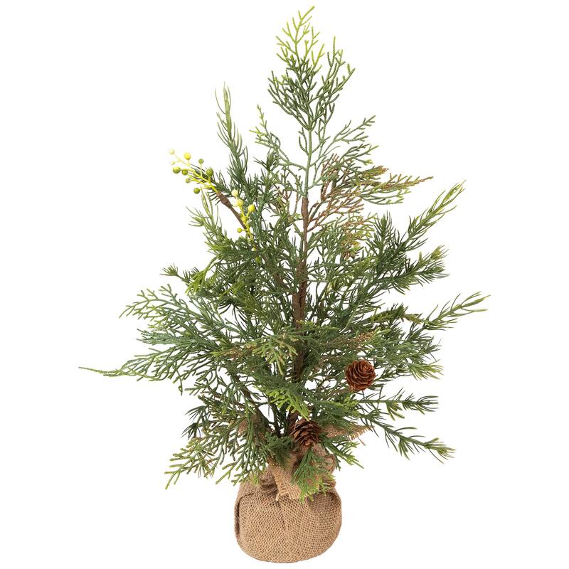 Berries and Pinecones with Burlap Base Artificial Christmas Tree - 20" - Unlit