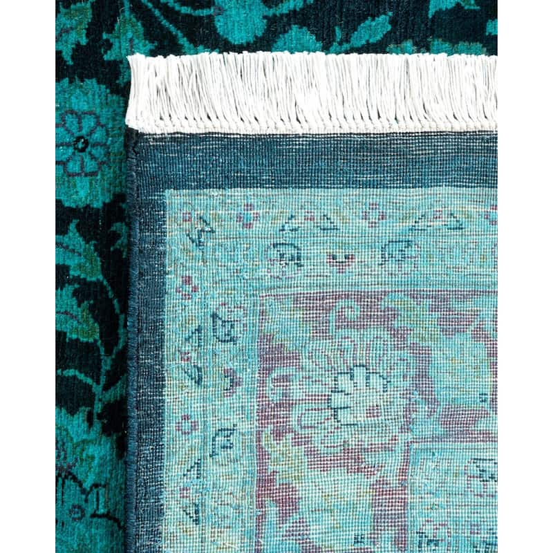 Overton Hand Knotted Wool Vintage Inspired Modern Contemporary Overdyed Black Area Rug - 3' 10" x 6' 5"