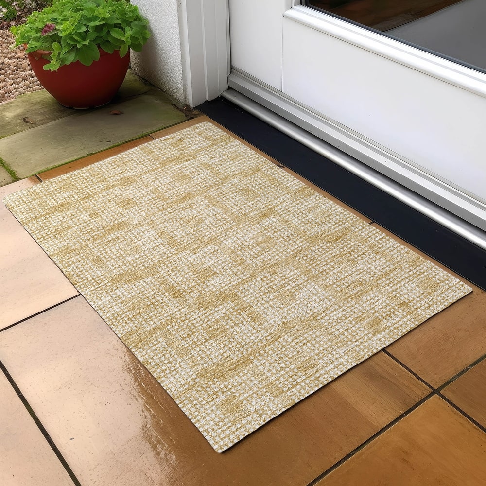Machine Washable Indoor/ Outdoor Chantille Modern Houndstooth Rug