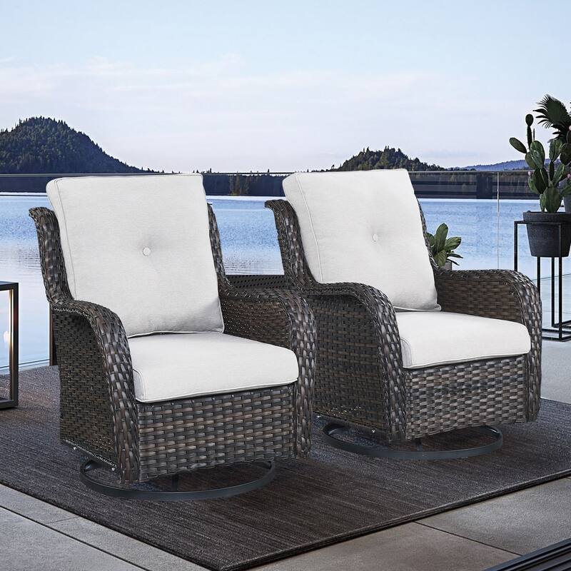 Outdoor Swivel Rocker Patio Chairs with Table Set of 2