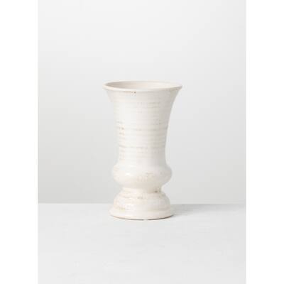 Sullivans Ceramic Distressed White Vase, 6 x 10 Inches