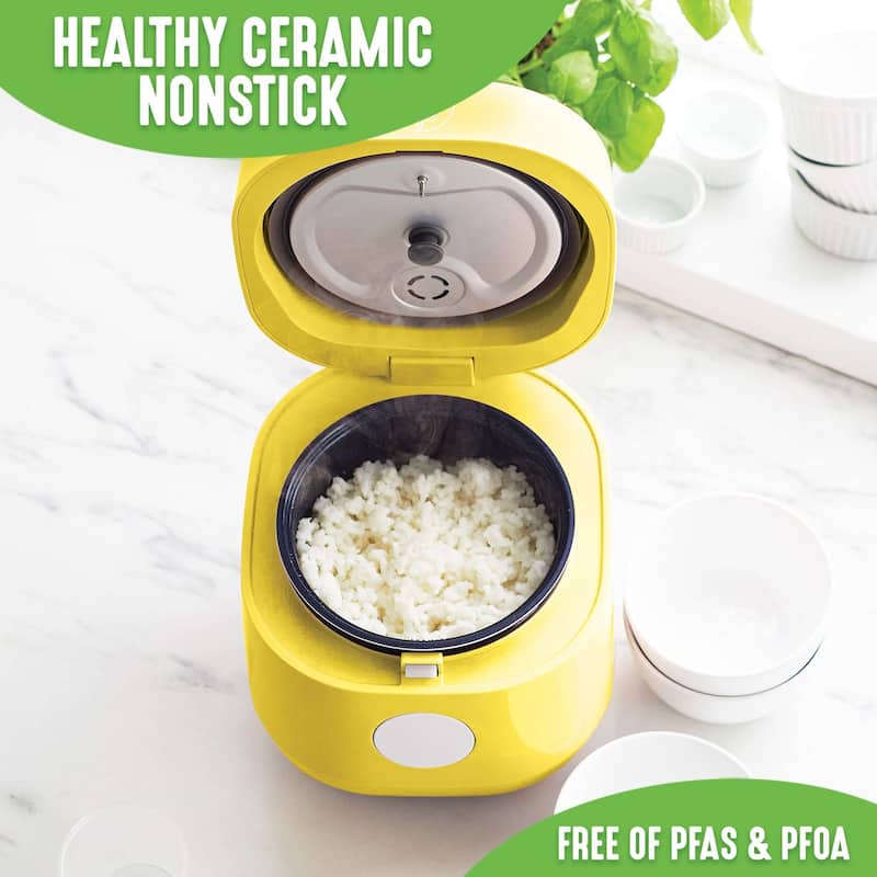 GreenLife Healthy Ceramic Nonstick Rice & Grains Cooker, Yellow