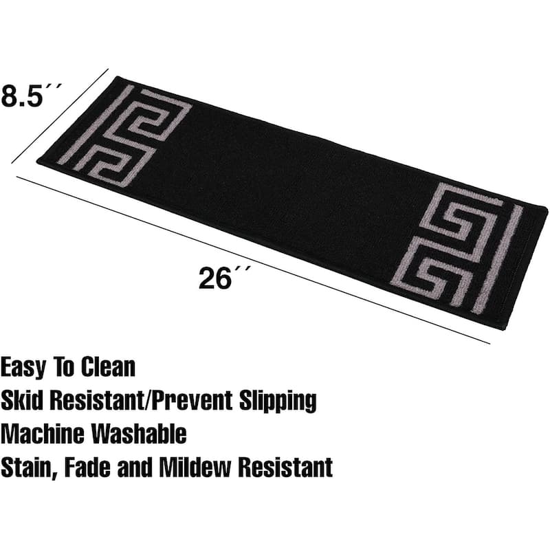 Stair Treads Greek Key Meander Design Non Slip Backing, 8.5''X26''