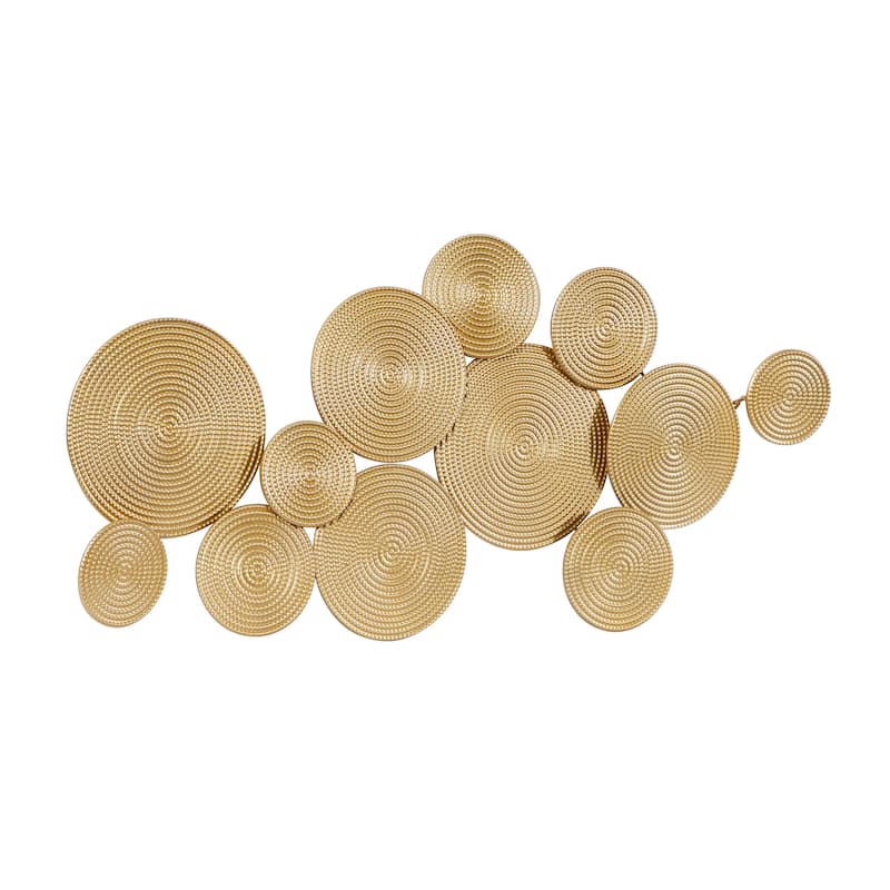 Metal Plate Wall Decor with Textured Circles - Gold or Black - CosmoLiving by Cosmopolitan