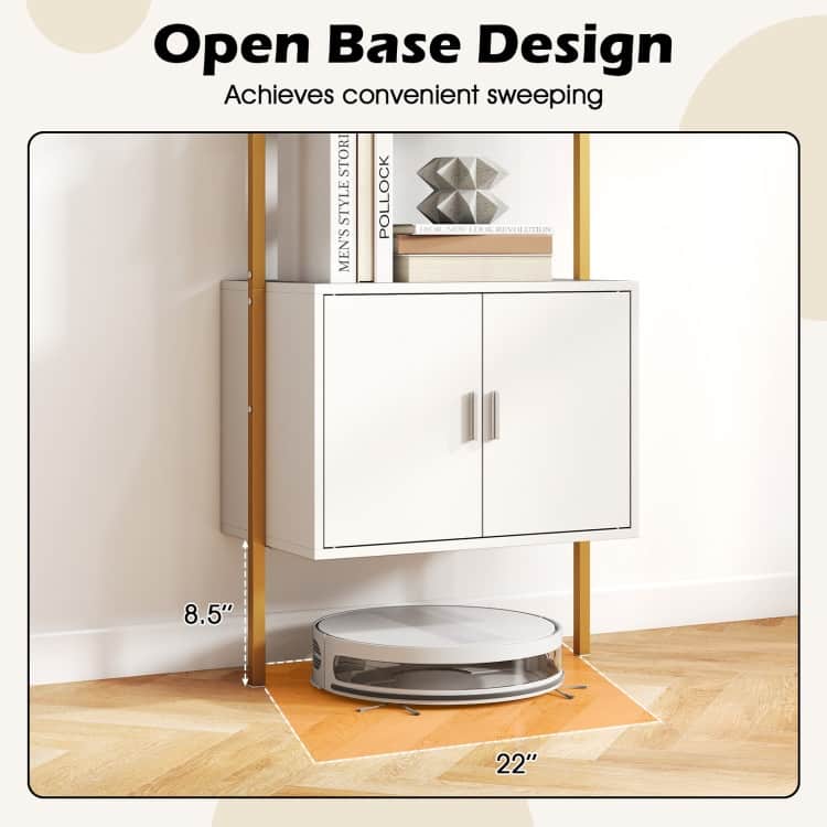 Engineered Wood Ladder Bookshelf with Cabinet Storage - 24" x 14" x 72.5"