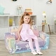 preview thumbnail 1 of 6, 2-in-1 Flip Out Kids Sofa Chair with Detachable Flannel Fabric Cover and Glowing Patterns - 20 x 32 x 16.5 inch (L x W x H) Multi