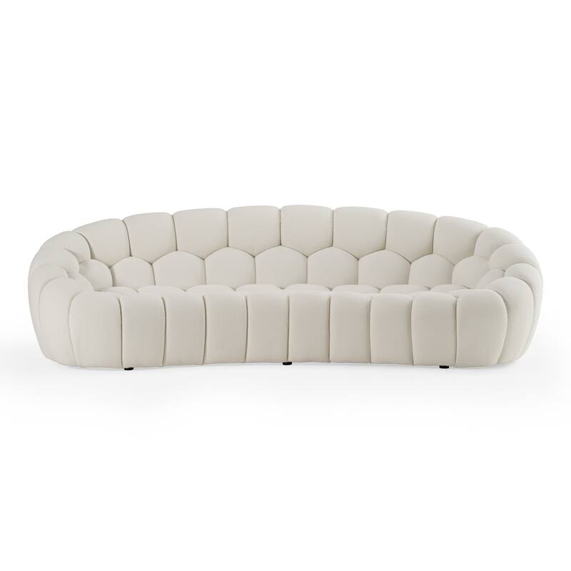Divani Casa Yolonda Modern Curved Off-White Fabric Sofa