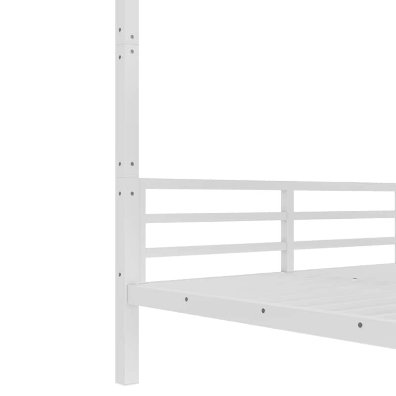 White Metal Bunk Bed Frame for Teens and Adults with Metal Slats