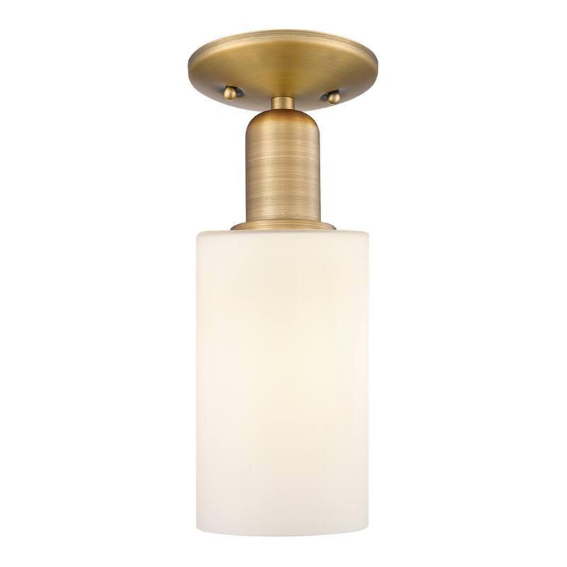 Innovations Lighting Endless Possibilities Arcadia - Clymer - 1 Light 4" Semi-Flush Mount - Brushed Brass/Matte White
